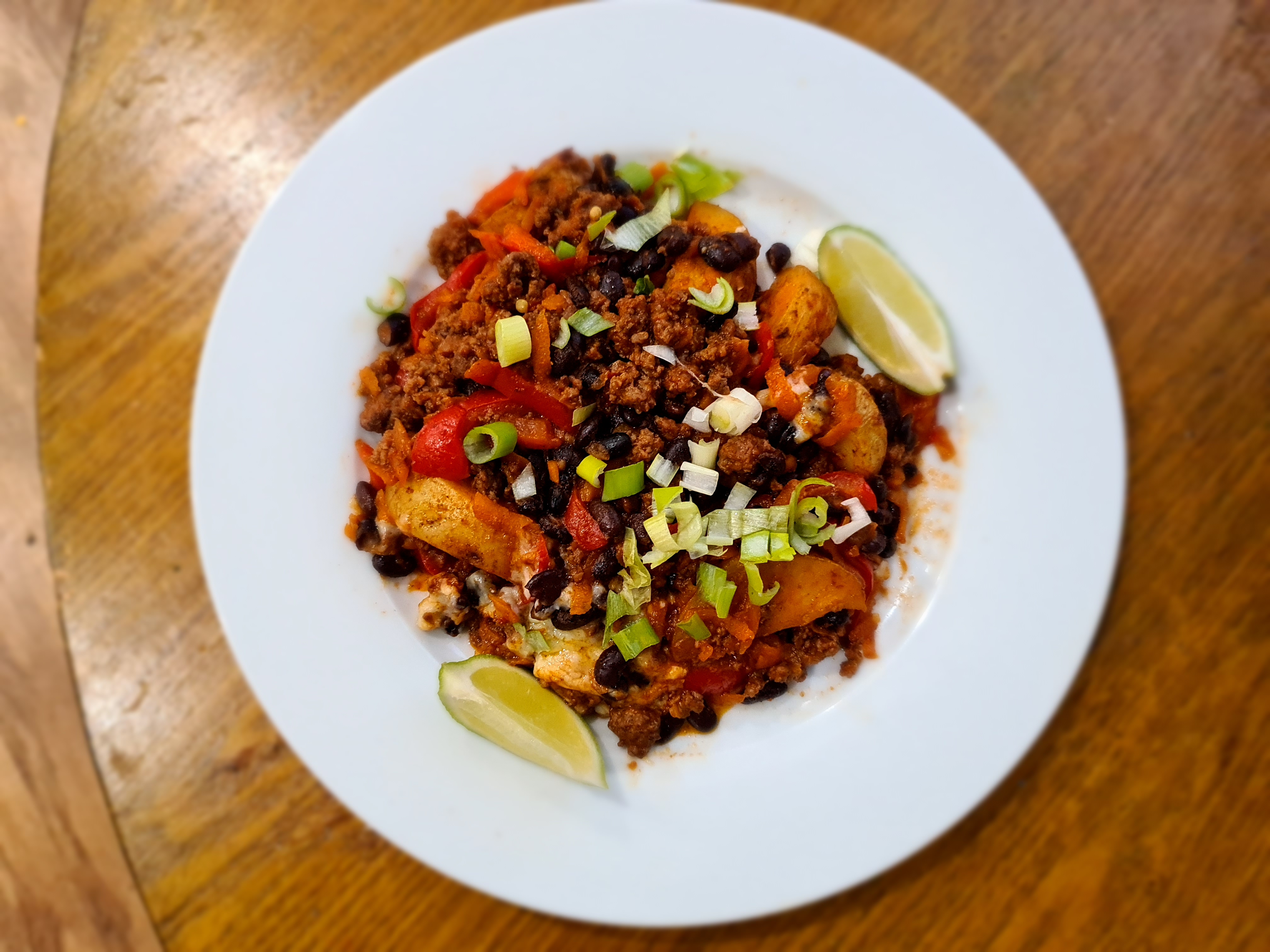 Mexican style beef loaded wedges with cheddar black beans and pepper